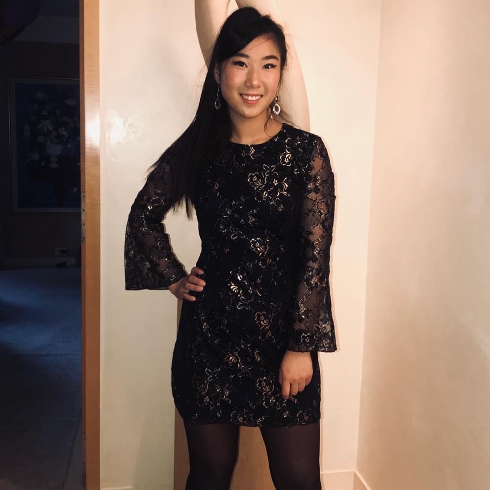 long sleeve black mini dress